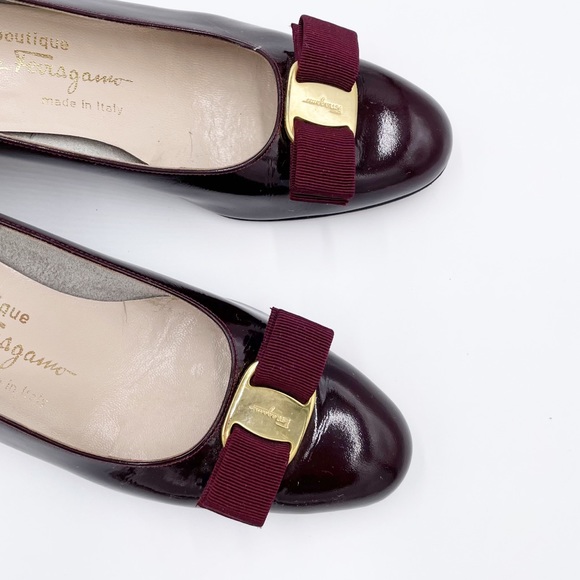 Vintage Salvatore Ferragamo Boutique Purple Patent Leather Vara Bow Pump 9.5 AAA - Picture 5 of 12